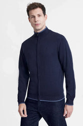 TRICOT MESCLA MANGA LONGA COM ZÍPER MARINHO