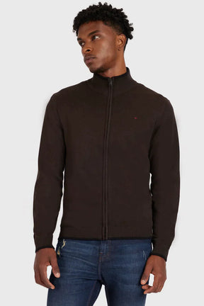 TRICOT MESCLA MANGA LONGA COM ZÍPER CAFE