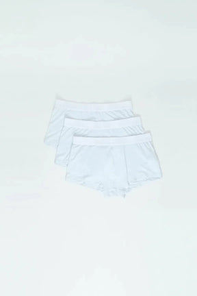 KIT CUECA BOXER CURTO MODAL LENZING BRANCO