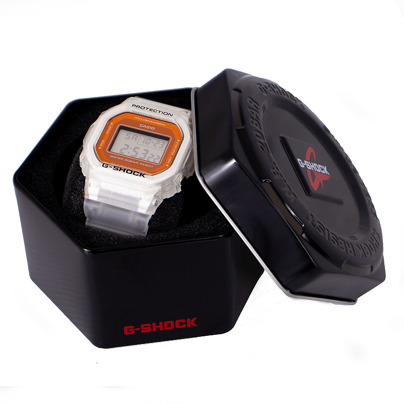RELÓGIO CASIO G-SHOCK BRANCO SEMITRANSPARENTE DW-5600LS-7DR