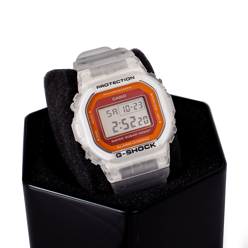 RELÓGIO CASIO G-SHOCK BRANCO SEMITRANSPARENTE DW-5600LS-7DR